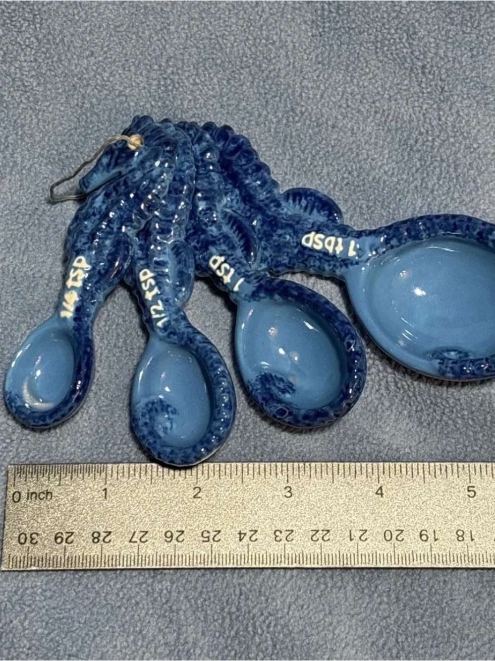 Blue Seahorse Ceramic Measuring Spoon Set